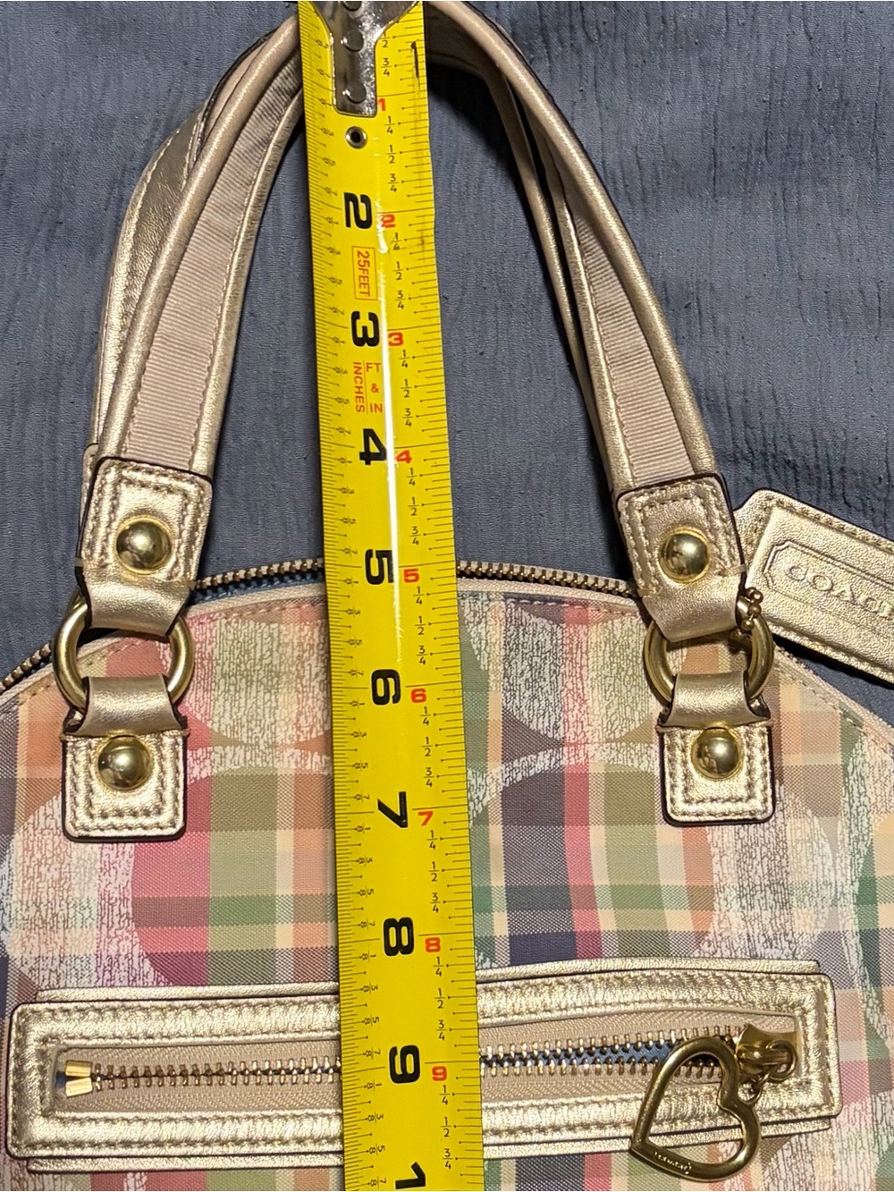 Coach Poppy Plaid Multicolor Bag with Gold Accents - Picture 7 of 9